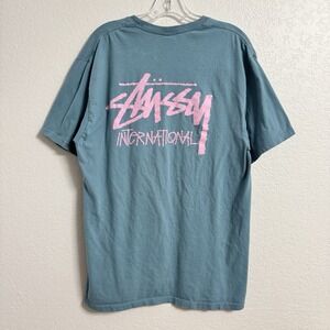 Stussy International Shirt Large Aqua Pink Y2K Skater Grunge
